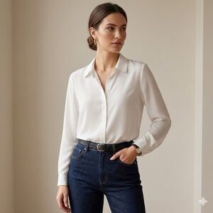 Max White Button Down Blouse | Size Large